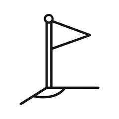 Black outline icon of a corner flag for a soccer field isolated on white background © Babar