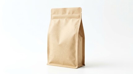 Fototapeta premium Brown paper pouch mockup for blank product packaging, minimalist bag template for branding and retail design, high resolution