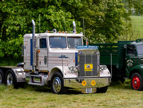 Earsham, Norfolk, UK - May 3 2026. Vintage lorry cab on display at a classic car event