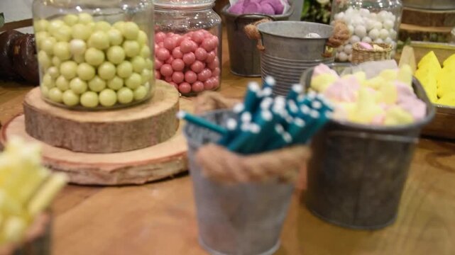 Vibrant Candy Buffet Setup &ndash; Colorful Sweets and Candy Variety