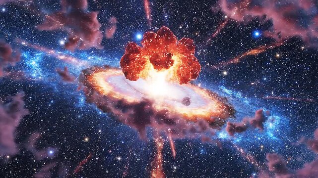 Bright blue night sky filled with glowing stars and soft abstract clouds creates a magical deep space atmosphere, radiating cosmic light, dreamy energy, celestial beauty, futuristic fantasy mood, and 