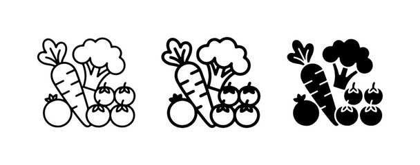 Fototapeta premium Fresh Vegetable Icons, Healthy Food Graphics, Organic Produce Vector Set
