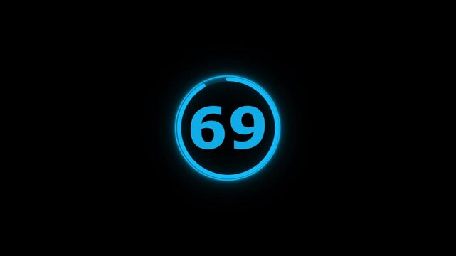 Circle countdown timer animation from 75 to 0 second animation on black background with alpha channel, 75 second countdown timer, special offers on promotional materials. Countdown video 4k video