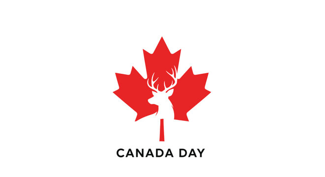 Canada Day Maple Leaf Moose Logo.