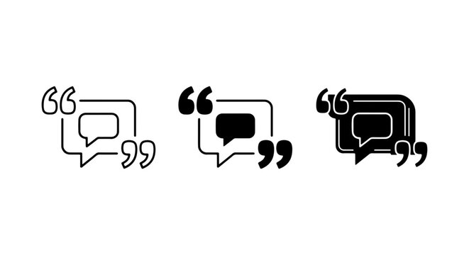 Quote Icons Set, Speech Bubbles, Dialogue Symbols, Communication Graphics