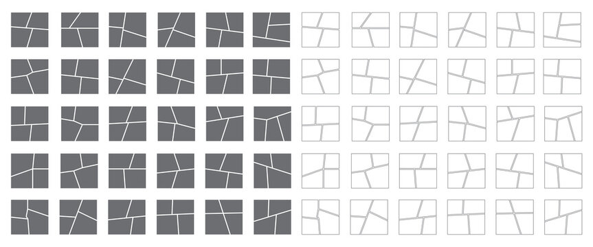 Set of collage grid manga comic storyboard layout panel blank template, vector illustration.