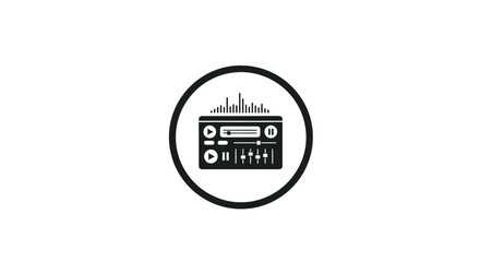 Black and white old radio icon. © Habiburrahman
