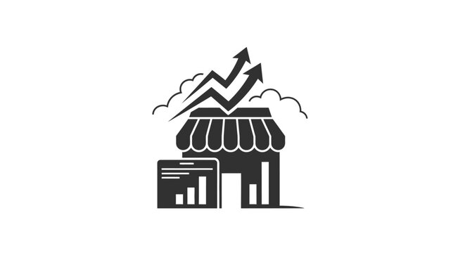 Black and white storefront icon graph.