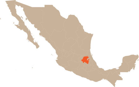Hidalgo Location on Mexico Map Vector.