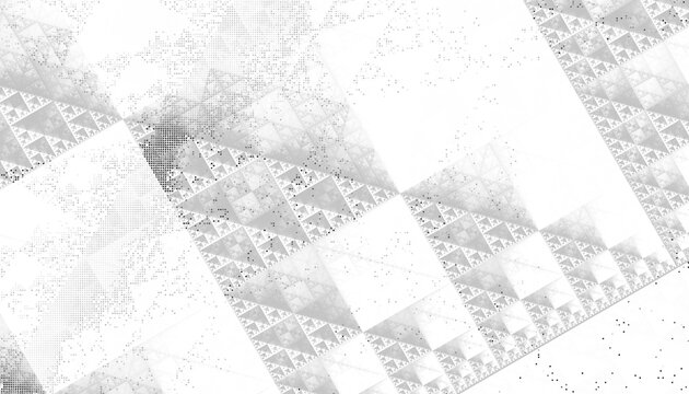 Abstract white and gray geometric banner with triangles shapes overlay background and halftone texture. Dot texture