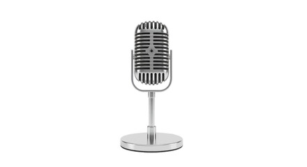 Fototapeta premium Minimal black silhouette icon, simple flat vector, bold black shape, no, no shading vintage silver microphone on a, flat icon style