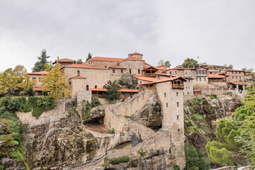 Obraz premium The Holy Monastery of Great Meteoron on the rock formations of Meteora.
