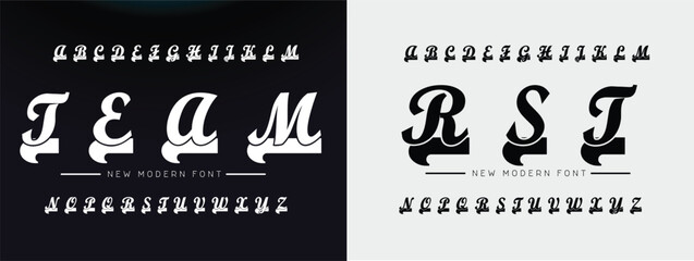 TEAM RSJ  premium luxury elegant alphabet letters and numbers. Vintage wedding typography classic serif font decorative vintage retro. Creative vector illustration © Kitti_Pie