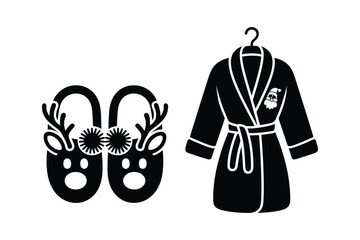 Reindeer slippers and santa robe on hanger with reindeer slippers christmas © Sadek