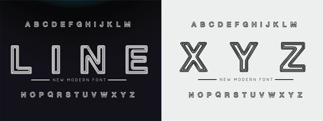 LINE XYZ Modern font alphabet from segment line, minimal technology style letters, and numbers, vector illustration 10EPS © Kitti_Pie