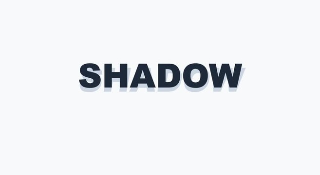 Minimalist shadow text animation on clean white background animation