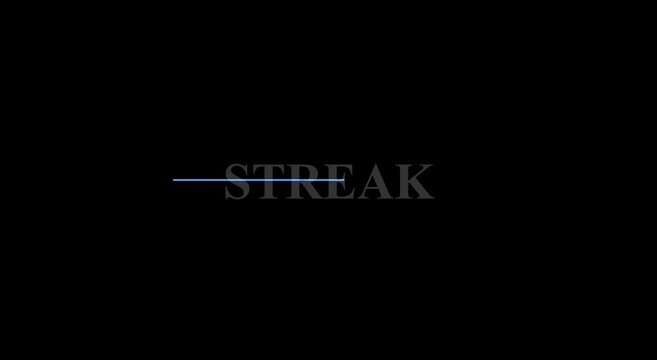 Minimalist streak text animation with dynamic blue line motion animation