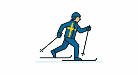 Obraz premium Swedish Cross Country Skier for Winter Sports and Tourism Banner