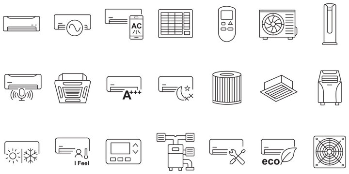 Air conditioner line icon set vector.