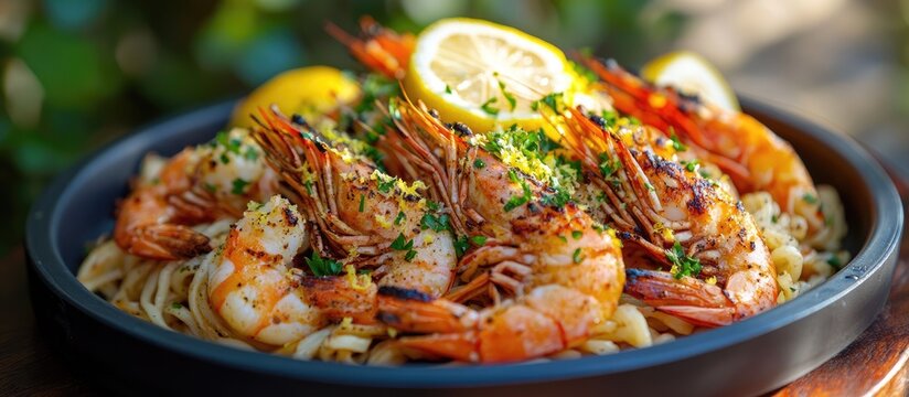 Delicious Grilled Shrimp Scampi with Pasta and Lemon