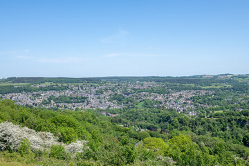Fototapeta premium View from the Heights of Abraham of Matlock Bath in the Peak District National Park