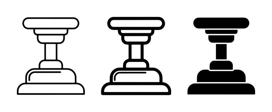 Classical pedestal vector icons, ancient greek column base set, architectural plinth illustrations in outline and solid styles for museum and gallery branding
