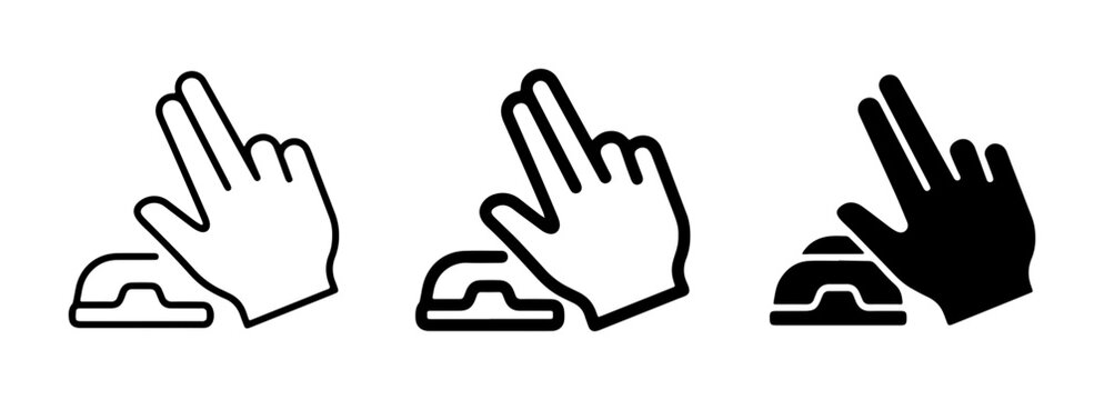 Hand Cursor Clicking Button Icon Set, Digital Interaction and User Interface Symbols, Vector Graphics for Web and App Design