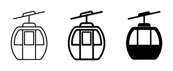 Cable Car Icons, Gondola Lift Symbols, Aerial Tramway Graphics - Set of 3 Vector Illustrations for Transportation and Tourism © Farhana