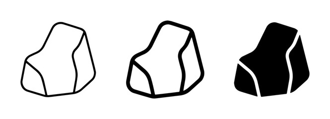 Rock Icons Set, Stone Vector Graphics, Natural Element Symbols, Minimalist Geology Art, Outline and Solid Fill Designs © AminulHaque