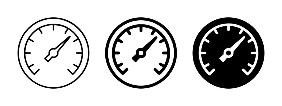 Gauge Icons Set, Speedometer and Pressure Meter Vector Graphics, Measurement Tools Collection