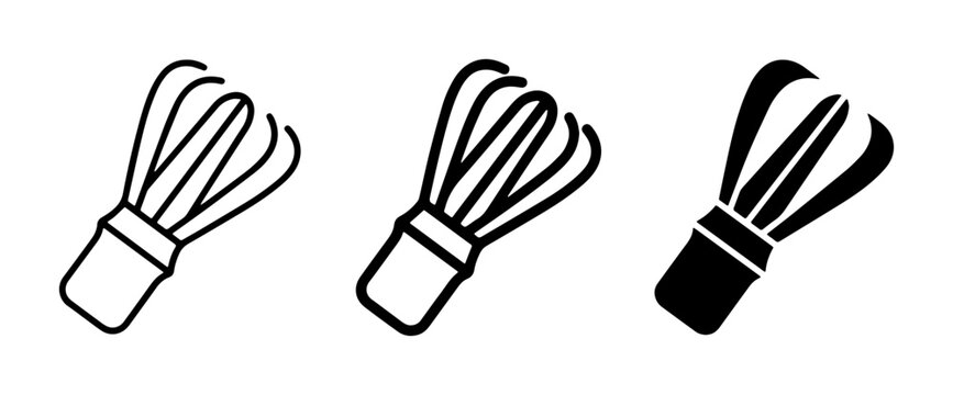 Kitchen Whisk Icons Set, Baking Utensil Vector Graphics, Cooking Tool Line Art and Silhouette, Culinary Equipment Collection
