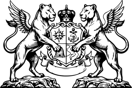 heraldic coat of arms with a lion