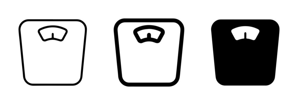 Weight Scale Icons Set, Bathroom Scale Vector Graphics, Health Measurement Symbols