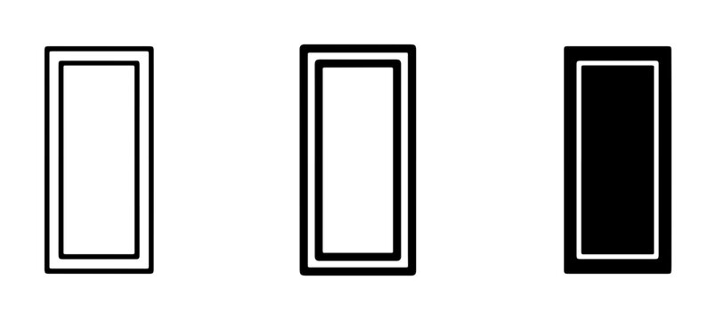 Minimalist Rectangular Frames, Outline and Solid Fill Variations, Simple Geometric Shapes for Design Elements, Clean Vector Icons