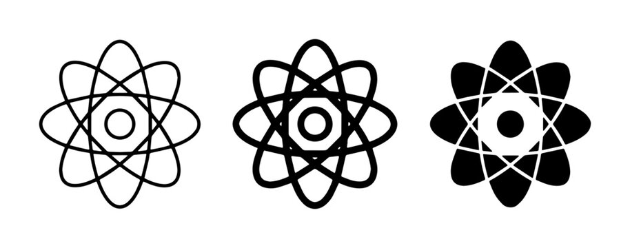 Atomic Orbitals Icons, Science Symbols, Nuclear Energy Vector Graphics, Chemistry Icons, Physics Concepts, Research Icons, Molecular Structure