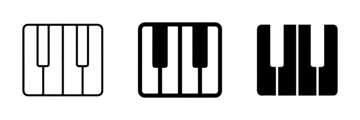 Piano Keyboard Icons Set, Musical Instrument Symbols, Black and White Vector Graphics for Music Education and Design © Shohag