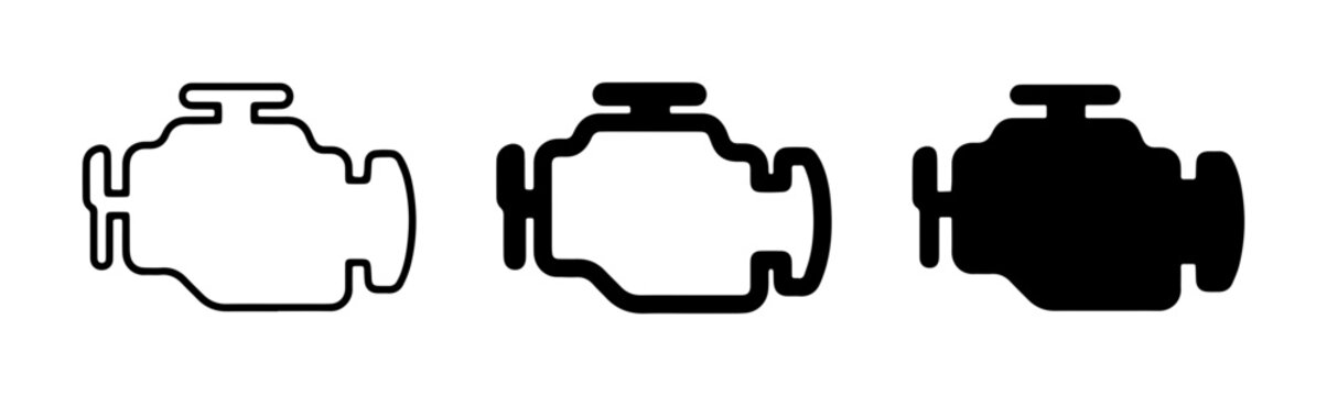 Engine Warning Light Icons, Automotive Dashboard Symbols, Car Maintenance Alerts, Mechanical System Indicators, Vector Graphics Set