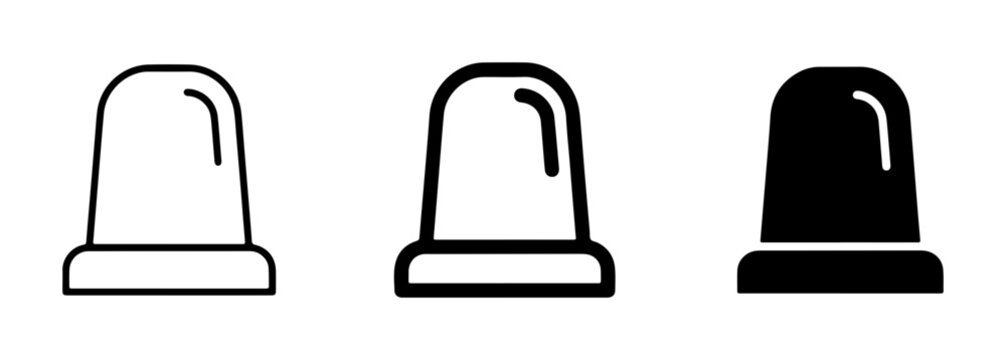 Siren Icons Set, Emergency Light Symbols, Warning Signal Graphics, Alert Beacon Vector Illustrations
