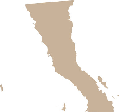 Baja California Isolated Map Cartography Illustration State in Mexico
