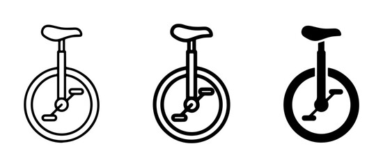 Unicycle Icons Set, Single Wheel Bicycle Graphics, Circus Bike Vector Symbols, Sport and Recreation Line Art © Mariyam