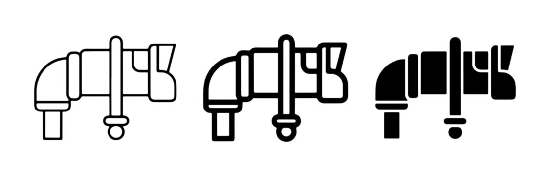 Plumbing Pipe Fitting Icons, Industrial Connection Symbols, Water System Components, Vector Graphics for Construction and Repair