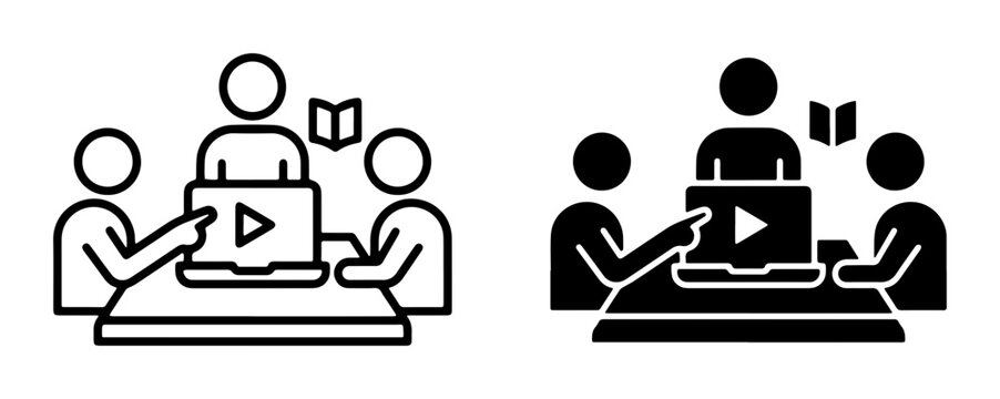 Online Learning Icons, Digital Education Symbols, Virtual Classroom Graphics, E-learning Presentation Elements, Remote Study Icons
