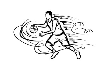 Fototapeta premium Basketball Player Dribbling Fast