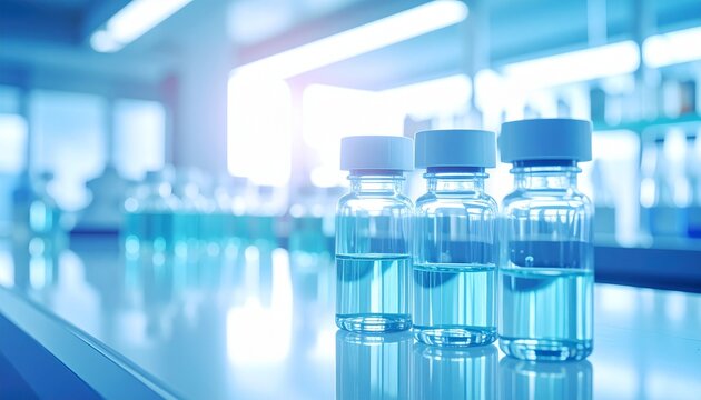 Vaccine Lab Glass Bottles Science Background