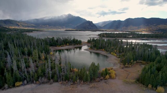 Sun beams over Lake Dillon Colorado Flight Forward