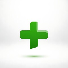 Obraz premium Green Medical Cross Symbol Floating on Clean White Background