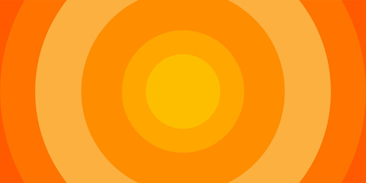 Bright vector background with concentric circles in yellow to orange gradient, radiating from the center like a sunburst for a warm, energetic, and eye-catching effect.
