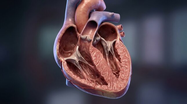 Cat heart structure with cardiomyopathy for studying pet diseases in veterinary medicine, designed for education and analysis.