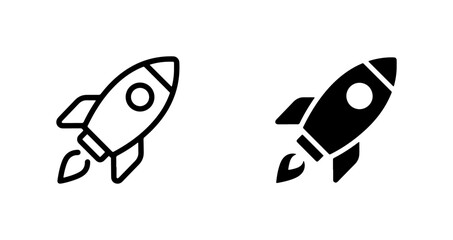 Rocket Ship Icons, Spacecraft Launch Symbols, Vector Graphics for Exploration © Tanveer