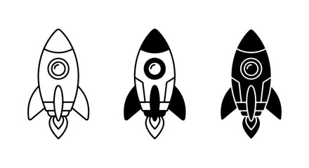 Rocket Ship Icons, Space Exploration Vector Set, Futuristic Travel Graphics © Shamim